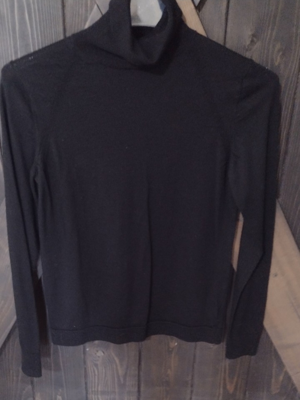 100% Merino Wool Black Turtleneck Women's Sweater Size Large